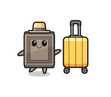 carpet cartoon illustration with luggage on vacation vector