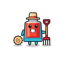 Mascot character of toothpaste as a farmer vector