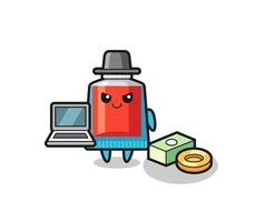 Mascot Illustration of toothpaste as a hacker vector