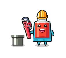 Character Illustration of toothpaste as a plumber vector