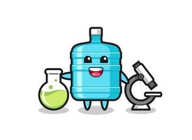 Mascot character of gallon water bottle as a scientist vector