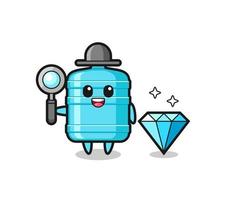 Illustration of gallon water bottle character with a diamond vector