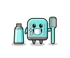 Mascot Illustration of toaster with a toothbrush vector