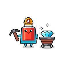 Character Illustration of toothpaste as a miner vector