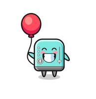 toaster mascot illustration is playing balloon vector