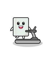 paper cartoon character walking on the treadmill vector