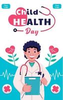 día de la salud infantil, pequeño doctor. adecuado para eventos vector