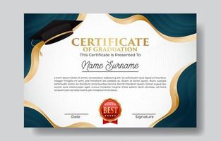 Certificate of Graduation Template with Graduation Cap vector