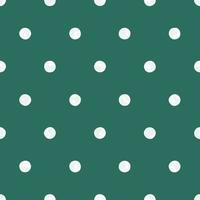 White Polka Dot on Pine Green Backdrop, Christmas Background, Seamless Pattern. Festive Illustration for Holidays, Wrapping Paper, Texture EPS Vector. vector