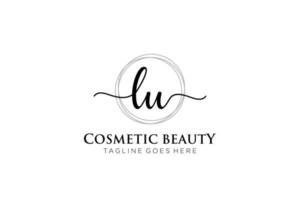 initial LU Feminine logo beauty monogram and elegant logo design, handwriting logo of initial signature, wedding, fashion, floral and botanical with creative template. vector