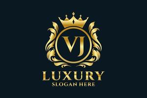 Initial VJ Letter Royal Luxury Logo template in vector art for luxurious branding projects and other vector illustration.