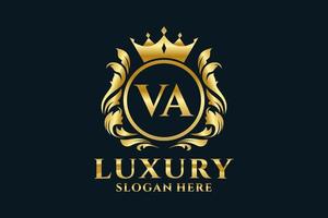 Initial VA Letter Royal Luxury Logo template in vector art for luxurious branding projects and other vector illustration.