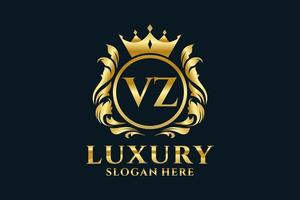 Initial VZ Letter Royal Luxury Logo template in vector art for luxurious branding projects and other vector illustration.