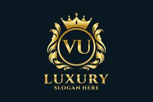 Initial VU Letter Royal Luxury Logo template in vector art for luxurious branding projects and other vector illustration.