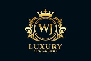 Initial WJ Letter Royal Luxury Logo template in vector art for luxurious branding projects and other vector illustration.