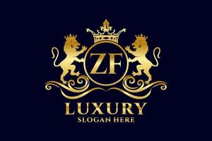 Initial ZF Letter Lion Royal Luxury Logo template in vector art for luxurious branding projects and other vector illustration.