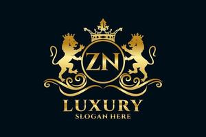 Initial ZN Letter Lion Royal Luxury Logo template in vector art for luxurious branding projects and other vector illustration.