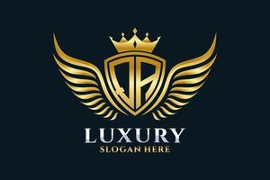 Luxury royal wing Letter QA crest Gold color Logo vector, Victory logo, crest logo, wing logo, vector logo template.