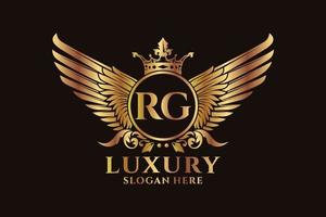 Luxury royal wing Letter RG crest Gold color Logo vector, Victory logo, crest logo, wing logo, vector logo template.