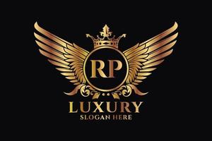 Luxury royal wing Letter RP crest Gold color Logo vector, Victory logo, crest logo, wing logo, vector logo template.