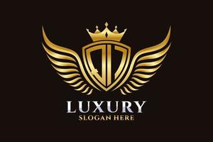 Luxury royal wing Letter QI crest Gold color Logo vector, Victory logo, crest logo, wing logo, vector logo template.