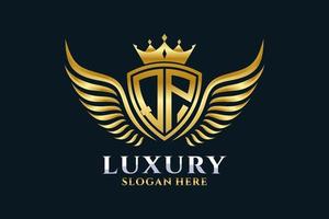 Luxury royal wing Letter QP crest Gold color Logo vector, Victory logo, crest logo, wing logo, vector logo template.