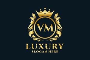 Initial VM Letter Royal Luxury Logo template in vector art for luxurious branding projects and other vector illustration.