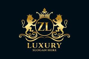 Initial ZL Letter Lion Royal Luxury Logo template in vector art for luxurious branding projects and other vector illustration.