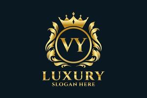 Initial VY Letter Royal Luxury Logo template in vector art for luxurious branding projects and other vector illustration.