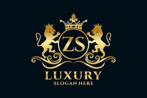 Initial ZS Letter Lion Royal Luxury Logo template in vector art for luxurious branding projects and other vector illustration.