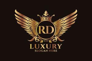 Luxury royal wing Letter RD crest Gold color Logo vector, Victory logo, crest logo, wing logo, vector logo template.