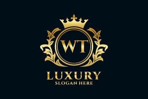 Initial WT Letter Royal Luxury Logo template in vector art for luxurious branding projects and other vector illustration.