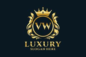 Initial VW Letter Royal Luxury Logo template in vector art for luxurious branding projects and other vector illustration.