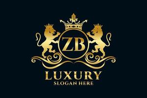 Initial ZB Letter Lion Royal Luxury Logo template in vector art for luxurious branding projects and other vector illustration.