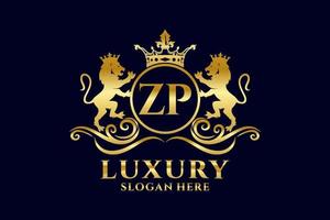 Initial ZP Letter Lion Royal Luxury Logo template in vector art for luxurious branding projects and other vector illustration.