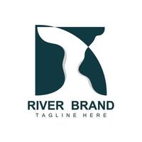 River Logo Design, River Creek Vector, Riverside Illustration With A Combination Of Mountains And Nature, Product Brand vector