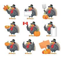 Happy Thanksgiving. Funny cartoon turkey bird vector