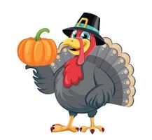 Happy Thanksgiving. Funny cartoon turkey bird vector