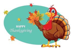 Happy Thanksgiving. Cartoon character turkey bird vector