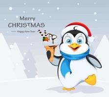 Funny penguin cartoon character vector