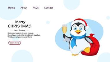 Funny penguin cartoon character vector