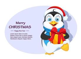 Funny penguin cartoon character vector