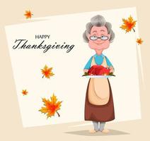 Happy Thanksgiving Day. Cheerful grandmother vector