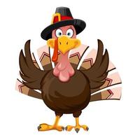 Funny cartoon character Thanksgiving Turkey bird vector