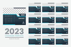 2023 Calendar year vector illustration. The week starts on Sunday. Annual calendar 2023 template. Calendar design