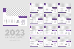 2023 Calendar year vector illustration. The week starts on Sunday. Annual calendar 2023 template. Calendar design