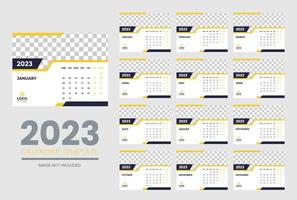 2023 Calendar year vector illustration. The week starts on Sunday. Annual calendar 2023 template. Calendar design