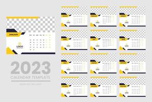 2023 Calendar year vector illustration. The week starts on Sunday. Annual calendar 2023 template. Calendar design