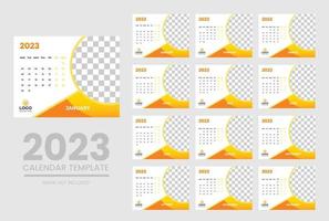 2023 Calendar year vector illustration. The week starts on Sunday. Annual calendar 2023 template. Calendar design