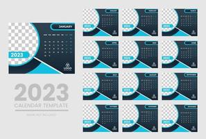 2023 Calendar year vector illustration. The week starts on Sunday. Annual calendar 2023 template. Calendar design